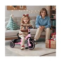 Kids Toddler Tricycle with Adjustable Seat Storage Basket and Safe Steering Design