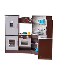 Wooden Corner Play Kitchen with Lights Sounds and Accessories