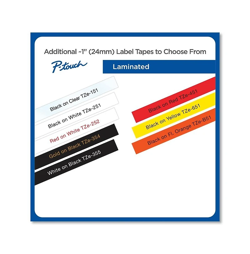 Brother P-Touch TZE151 TZe 0.94 in. x 26.2 ft. Standard Adhesive Laminated Labeling Tape - Black on Clear