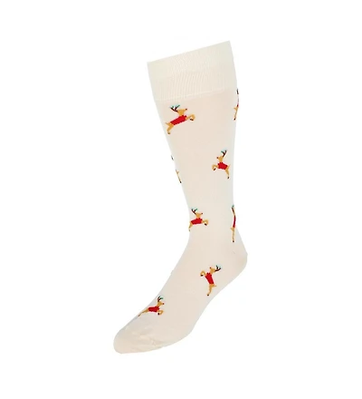 Trafalgar Men's Flying Reindeer on Christmas Eve Novelty Mid Calf Mercerized Cotton Socks (1 Pair)