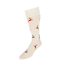 Trafalgar Men's Flying Reindeer on Christmas Eve Novelty Mid Calf Mercerized Cotton Socks (1 Pair)