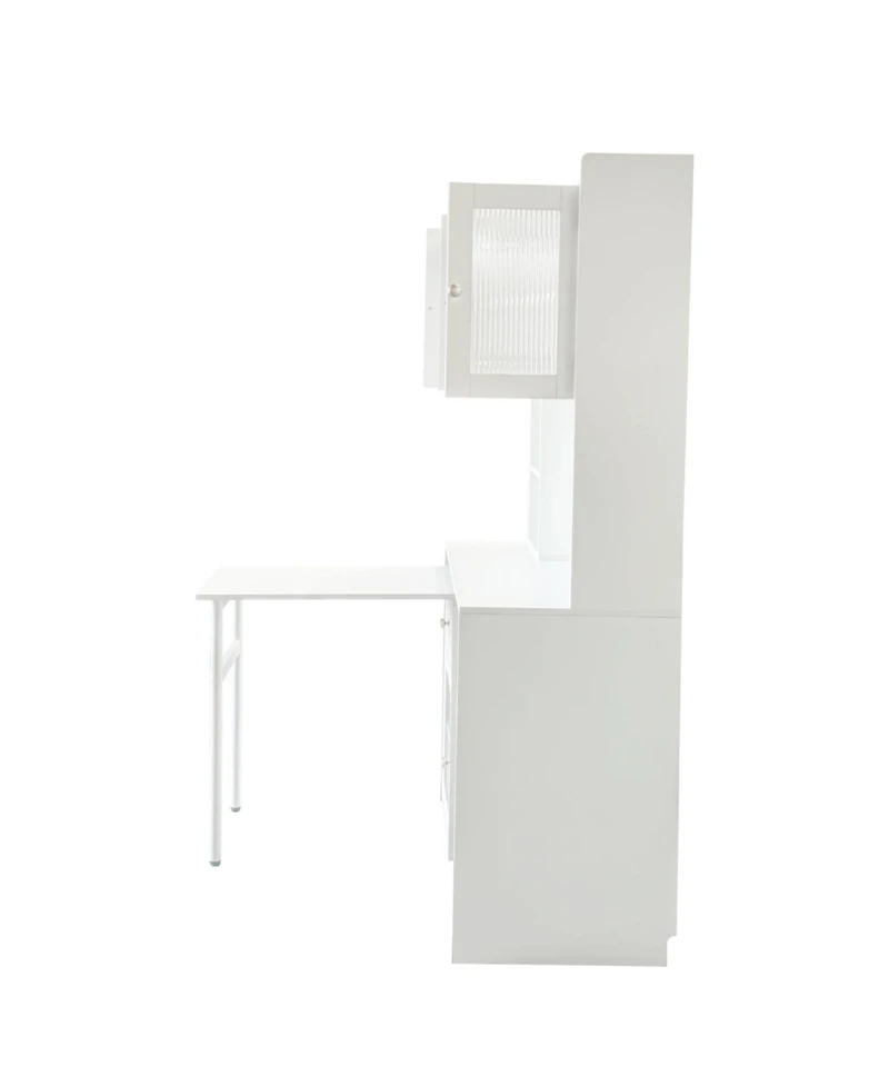 Streamdale Furniture Computer Desk with Hutch, Rotating Desktop, Large Workspace