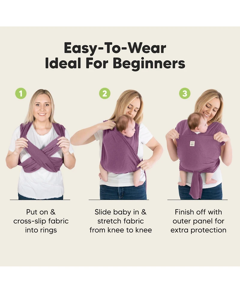 KeaBabies D-Lite Baby Wrap Carrier, Adjustable Sling, Newborn, Infant, Toddler 7-44lbs