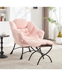 Streamdale Furniture Pink Lazy Chair with Ottoman