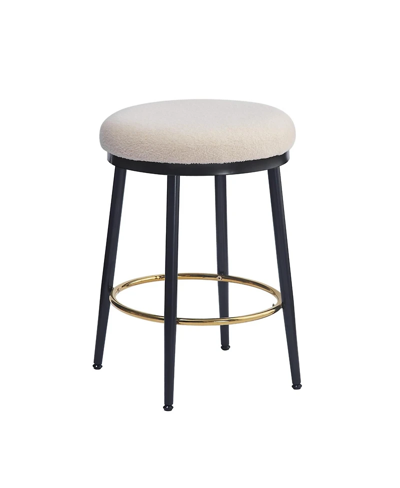 Streamdale Furniture Modern Counter Stools (Set of 2), White, with Iron Frame