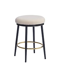 Streamdale Furniture Modern Counter Stools (Set of 2), White, with Iron Frame