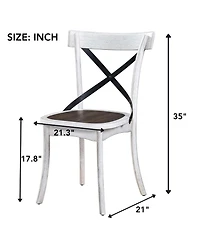 Streamdale Furniture 2 Pieces Set Dining Side Chair Rustic Modern Farmhouse Design Retro Design With Metal X Design