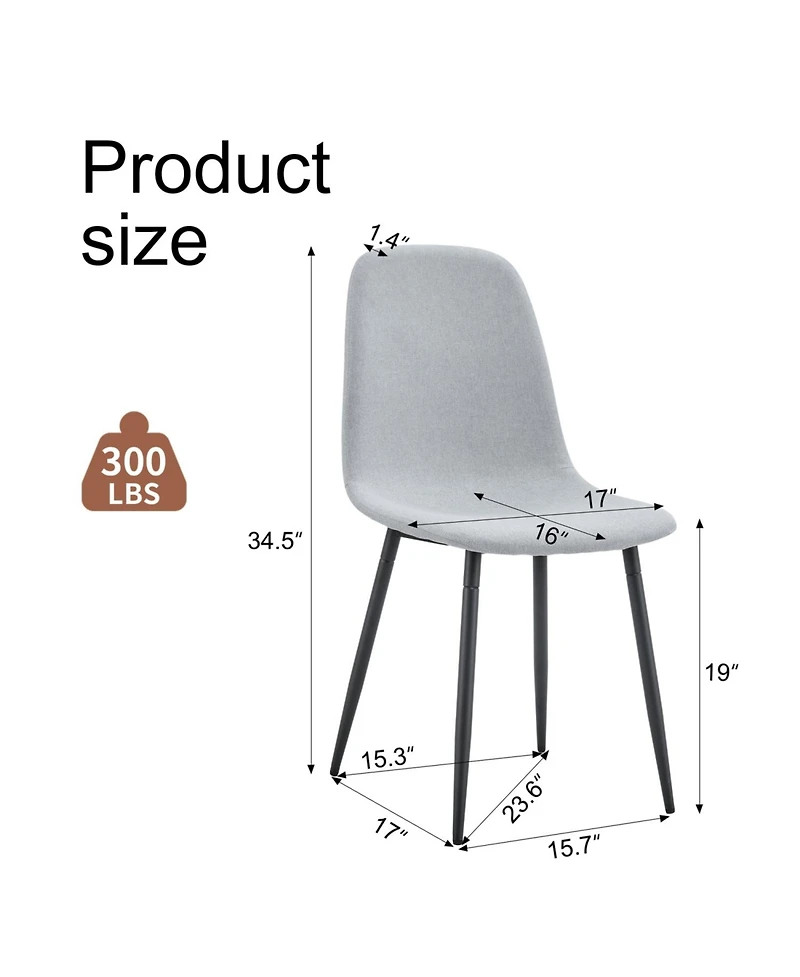 Streamdale Furniture Comfortable Linen-Cotton Dining Set (6 Pieces, Light Gray)