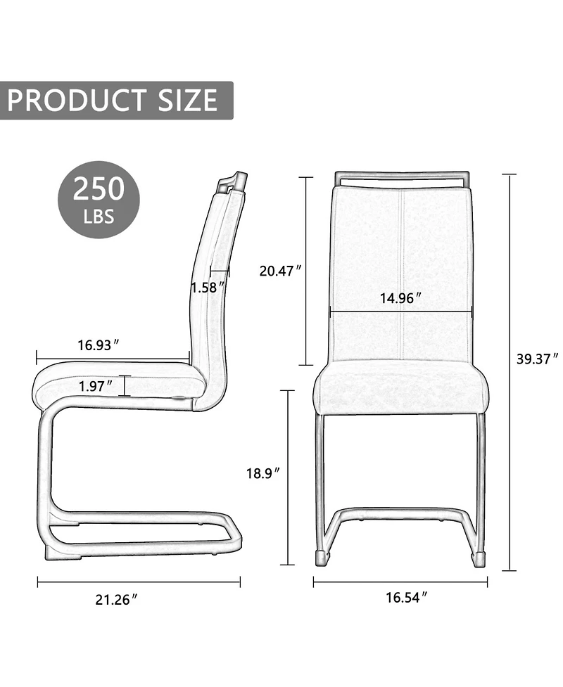 Streamdale Furniture Pu Leather Dining Chairs Chrome Legs
