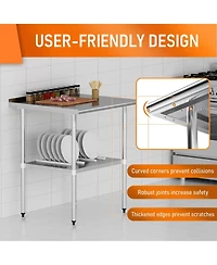 Streamdale Furniture Stainless Steel Table 30x36 with Adjustable Shelf