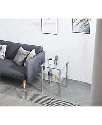 Streamdale Furniture Clear 2-Tier Side/End Table with Storage