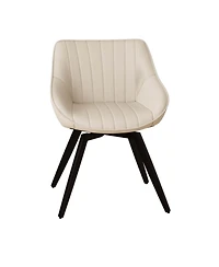 Streamdale Furniture Beige Pu Dining Chairs Black Metal Legs (Set of 2)