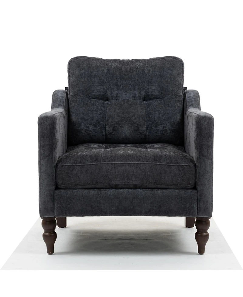 Streamdale Furniture Accent Chenille Chair w/ Usb Ergonomic Back Storage