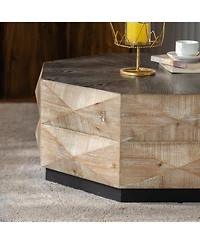 Streamdale Furniture Octagon Coffee Table 38" Retro Wood Center Table