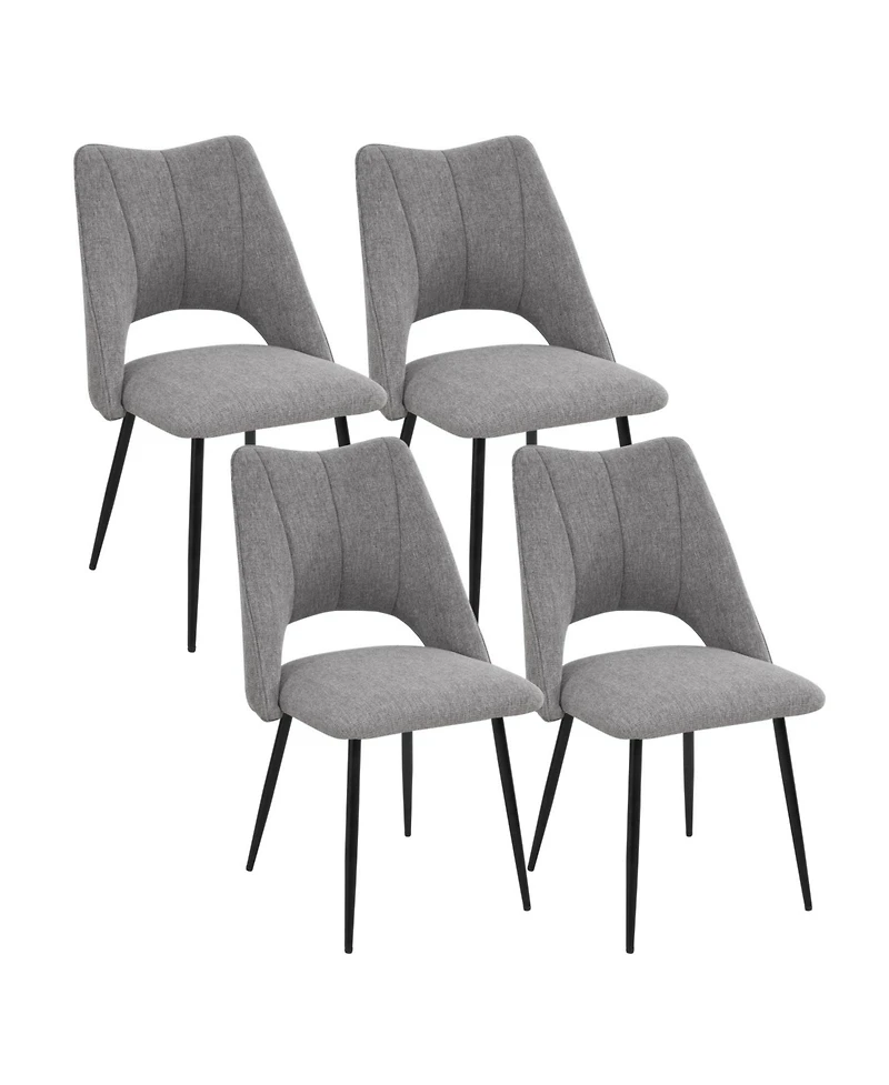 Streamdale Furniture 4-Chair Modern Dining Set Metal Legs Grey