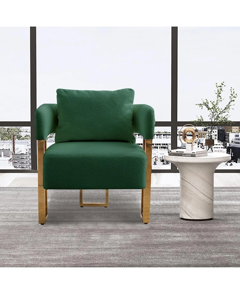 Streamdale Furniture Ts Modern Green Teddy Fleece Chair Gold Legs 2PC