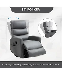 Streamdale Furniture Heat Massage Rocker Recliner Chair, Swivel Fabric, Grey