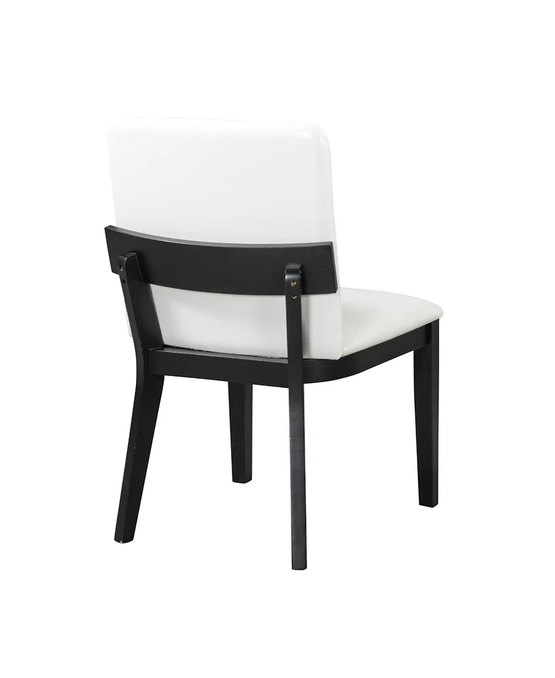 Streamdale Furniture Wood & White Leather Dining Chairs