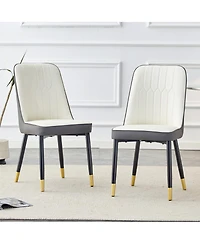 Streamdale Furniture Modern Dual Tone Pu Leather Dining Chairs
