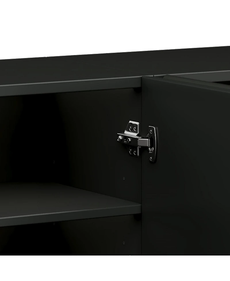 Streamdale Furniture Cream Tv Stand Console - 75" Tv, Adjustable Shelves