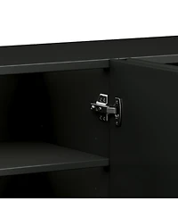 Streamdale Furniture Cream Tv Stand Console - 75" Tv, Adjustable Shelves