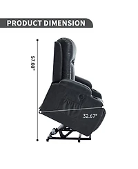 Streamdale Furniture Streamdale Dark Grey Power Lift Recliner, 350 Lbs, Massage, Heat, Usb & Cup Holders