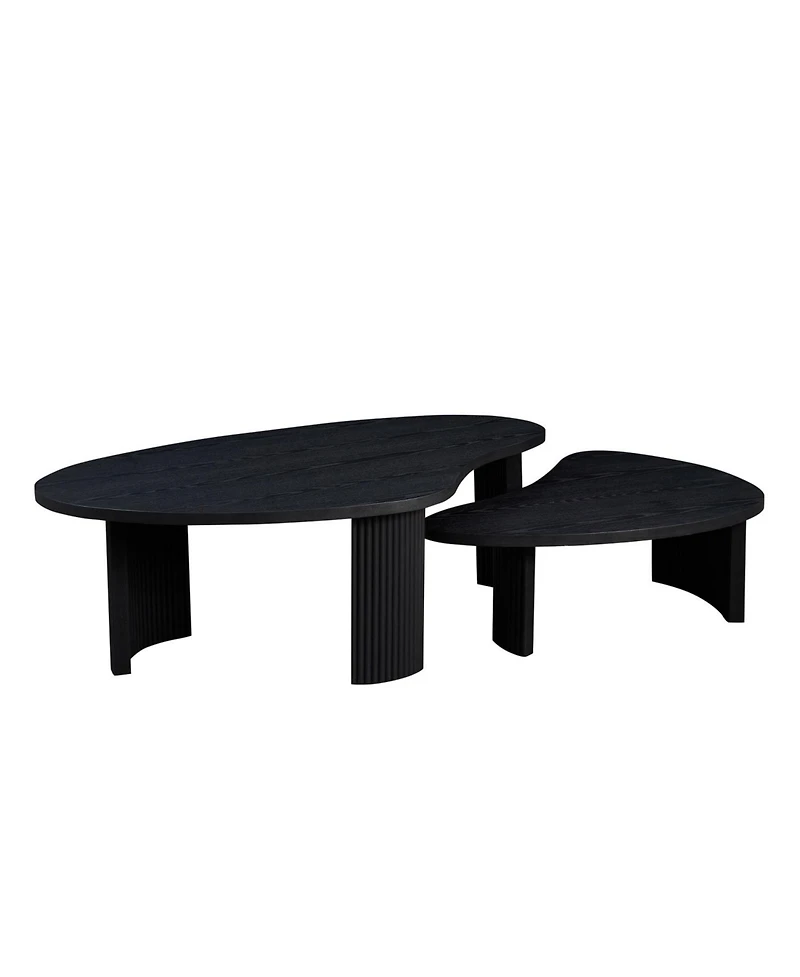 Streamdale Modern Irregular Coffee Table Set, Nesting End Tables, Black