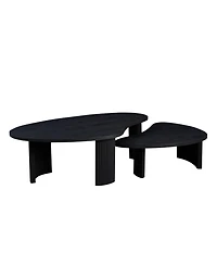 Streamdale Modern Irregular Coffee Table Set, Nesting End Tables, Black
