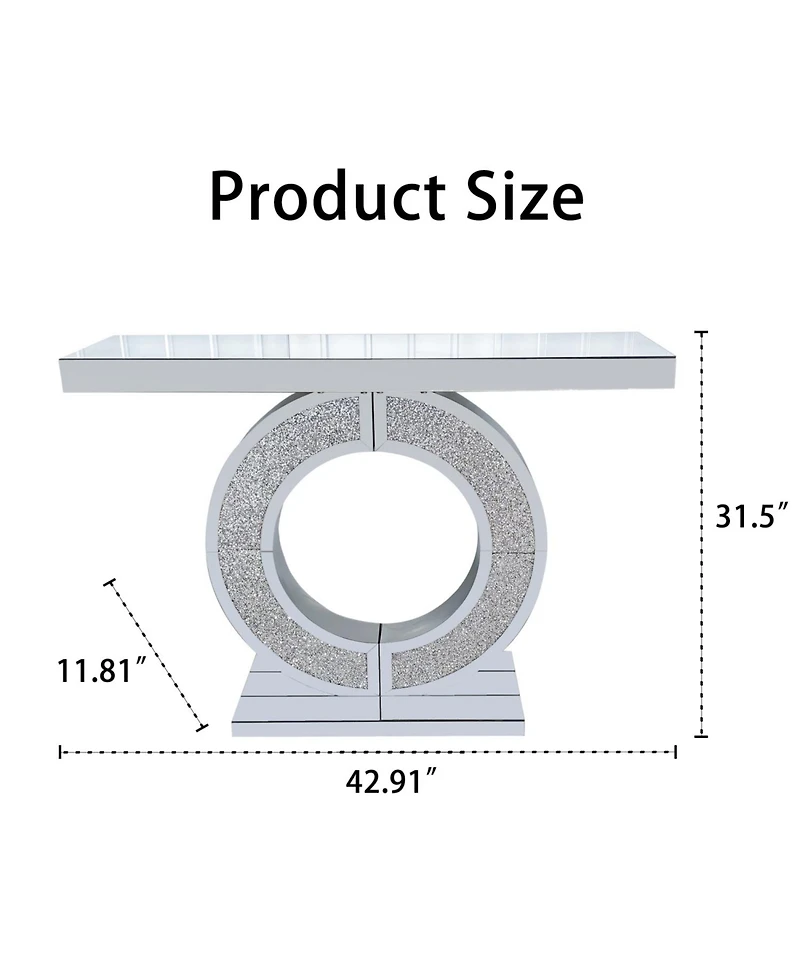 Streamdale Furniture Crystal O-Shaped Mirror Console Table