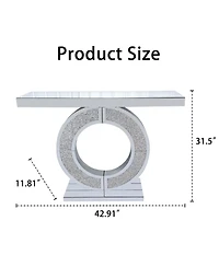 Streamdale Furniture Crystal O-Shaped Mirror Console Table