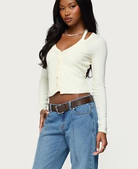 Edikted Womens Cardigan & Halter Two Piece Knit Top