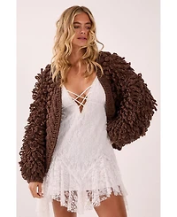 Nasty Gal Women's Chunky Loop Yarn Knitted Cardigan Sweaters