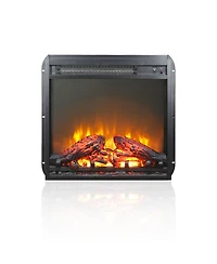 Flynama 18 inch electric fireplace insert, ultra thin heater with log set & realistic flame, overheating protection