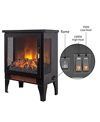 Flynama 17 inch Freestanding Electric Fireplace Stove heater with 3D Flame effect,Black