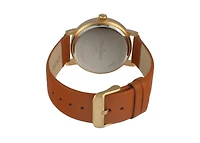 Peugeot Men's 40mm Brown Minimalist Calfskin Leather Strap Watch