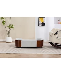 Zeus & Ruta Scandinavian Style Large Velvet Gray Elevated Cat Sofa