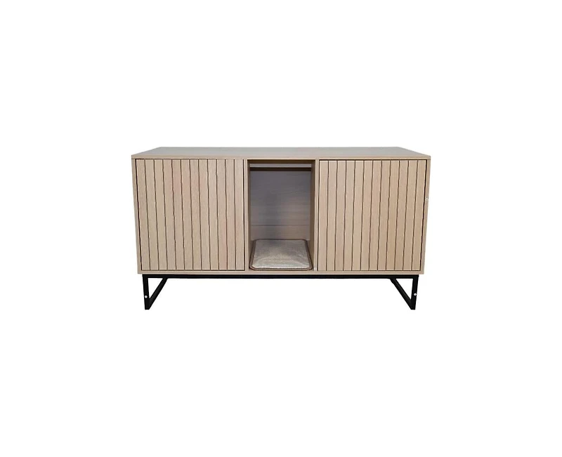 Zeus & Ruta Modern Wooden Cat House with Scratching Mat 47.64x21.46x25.98in 76.4lbs