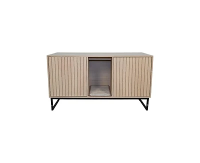 Zeus & Ruta Modern Wooden Cat House with Scratching Mat 47.64x21.46x25.98in 76.4lbs