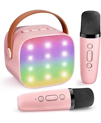 ZealSound Mini Karaoke Machine Portable Bluetooth Speaker with 2 Wireless Mics Led Lights Christmas Birthday Party Gifts for Kids Adults