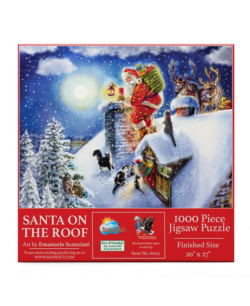 SunsOut Santa on the Roof 1000 piece Jigsaw Puzzle for Adults Christmas