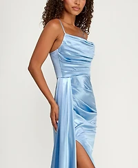 B Darlin Juniors' Satin Cowlneck Gown