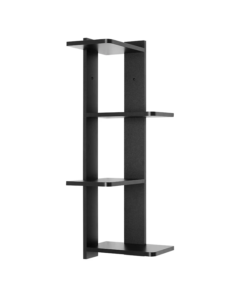 Danya B Alvar Corner 4-Tier Floating Ledge Column Wall Shelf - Black