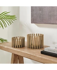 Danya B Pela Pillar Ring Warm Gold Midcentury Modern Votive Hurricane Candle Holders - Set of 2