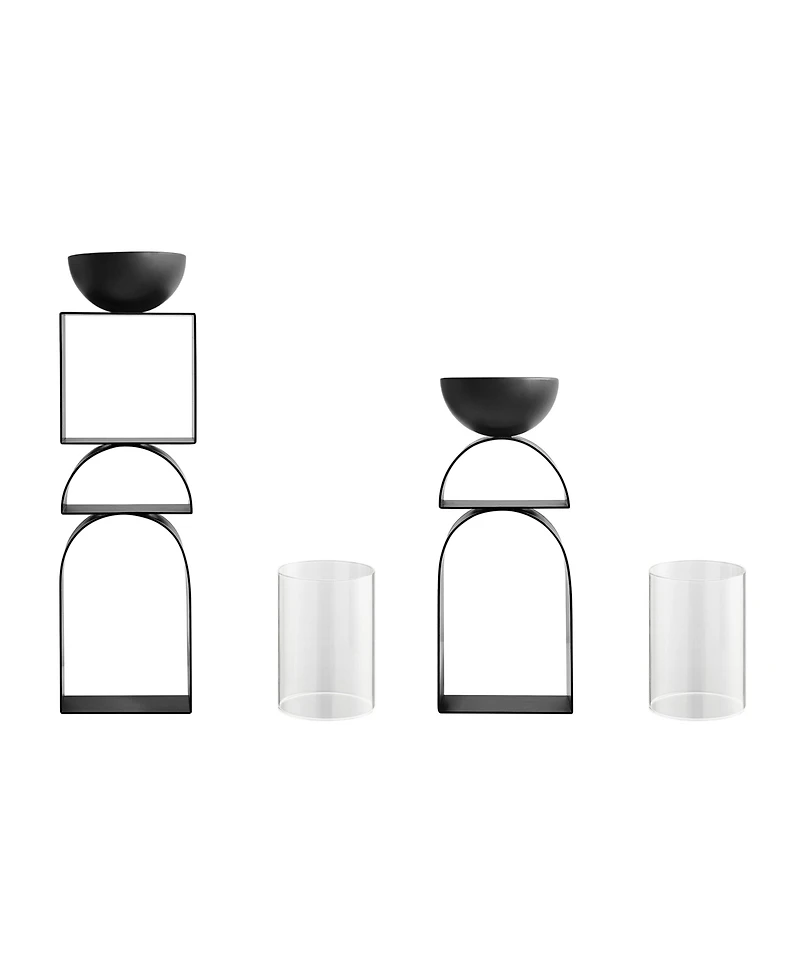 Danya B Black Geometric Pedestal Tabletop Candle Holders Set of 2