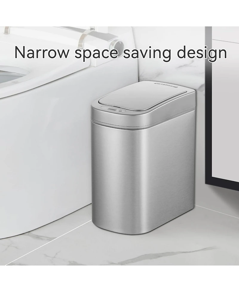 Ninestars Bathroom Automatic Infrared Motion Sensor Trash Can, 1.8 Gallon 7Liter Trash can Stainless Steel