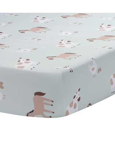 Bedtime Originals Baby Farmyard Friends Sage Green Nursery Fitted Crib Sheet
