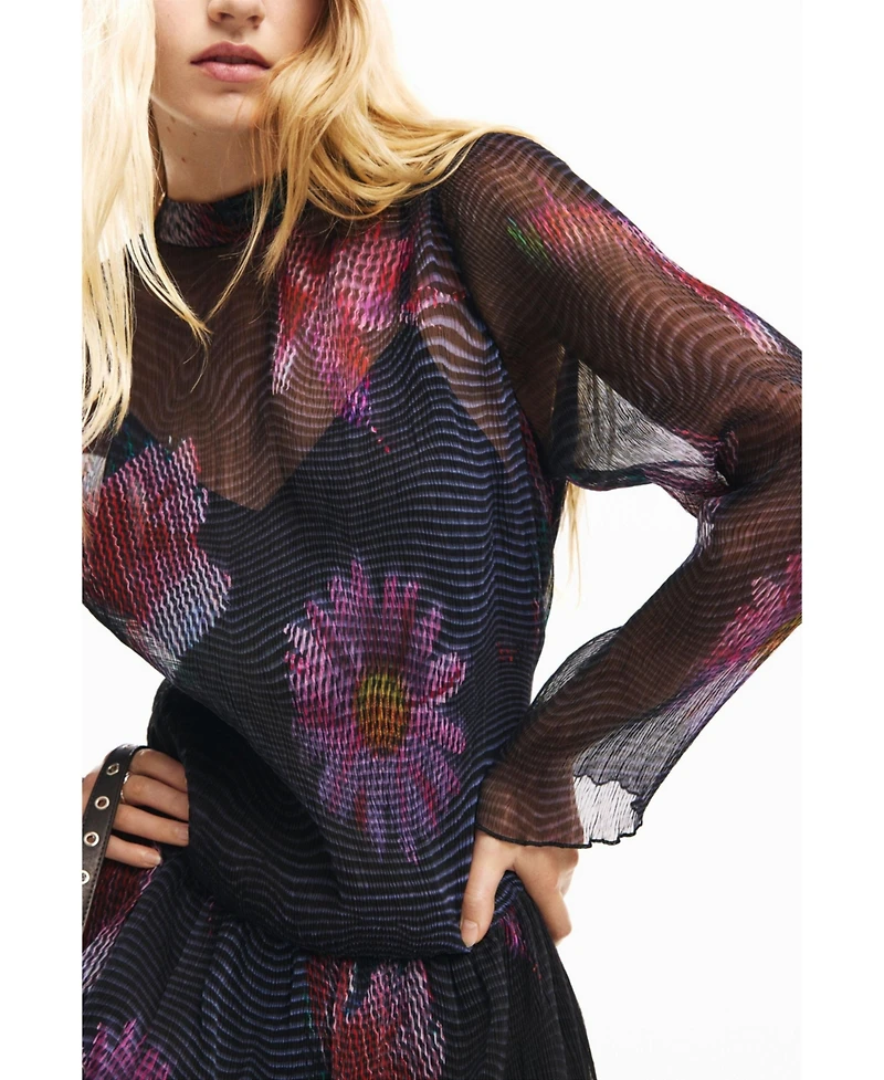 Desigual Women's Short dress with pixelated tulle