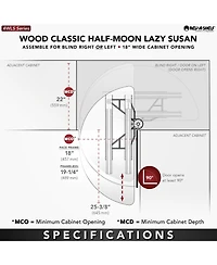 Rev-a-Shelf 37.75" Lazy Susan Half-Moon Shaped 2-Shelf Turner, 4WLS882-38-570