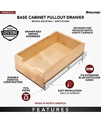 Rev-a-Shelf 11.71" Pullout Kitchen Cabinet Drawer w/ Soft-close, 4WDB-1219SC-1
