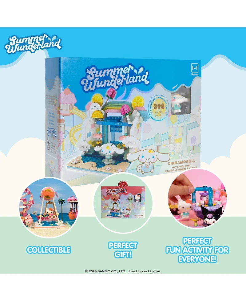 Hamee Sanrio Hello Kitty and Friends Summer Wunderland Water Theme Park Building Block Set Fan Gift, Party Favor, Stress Relief, Collectible Toy